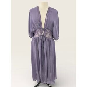 Indigo Thread co. Boho Lavender Kimono Style, Tie Front Cover Up, Size 1X